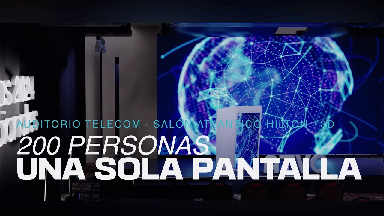 Recorrido 3D de un auditorio montado en un salón de hotel