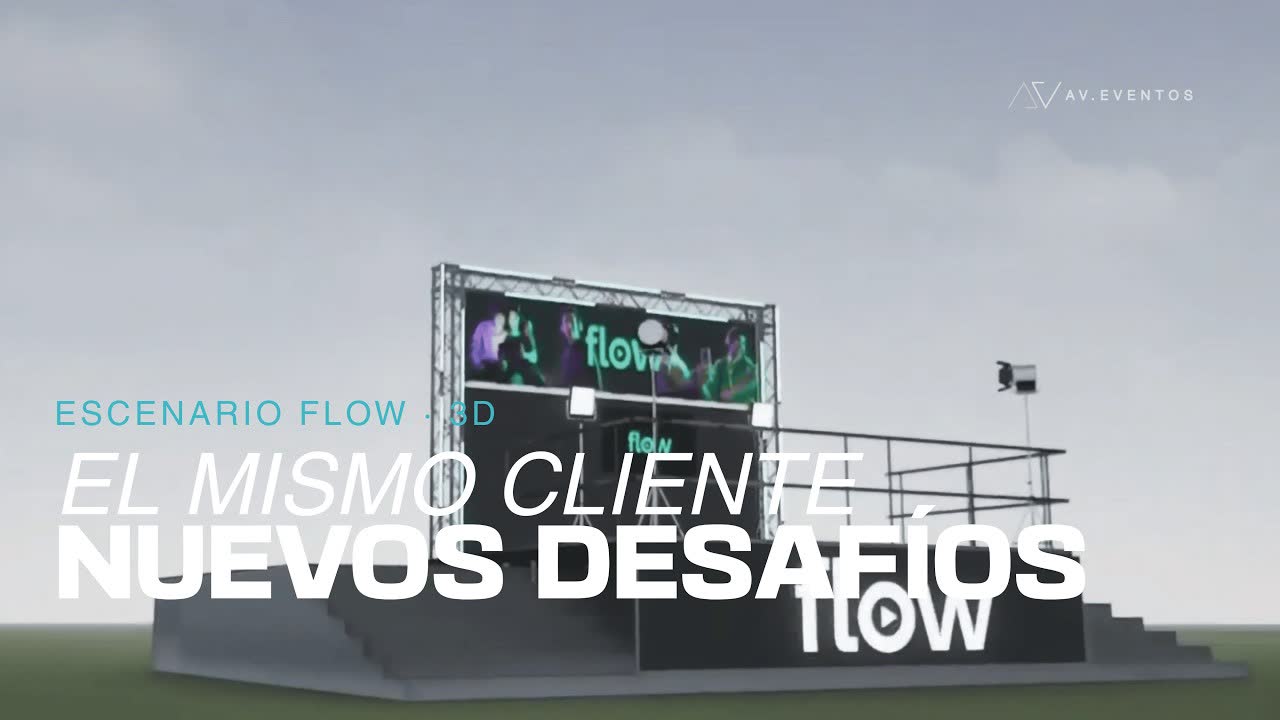 Recorrido 3D de un escenario montado al aire libre