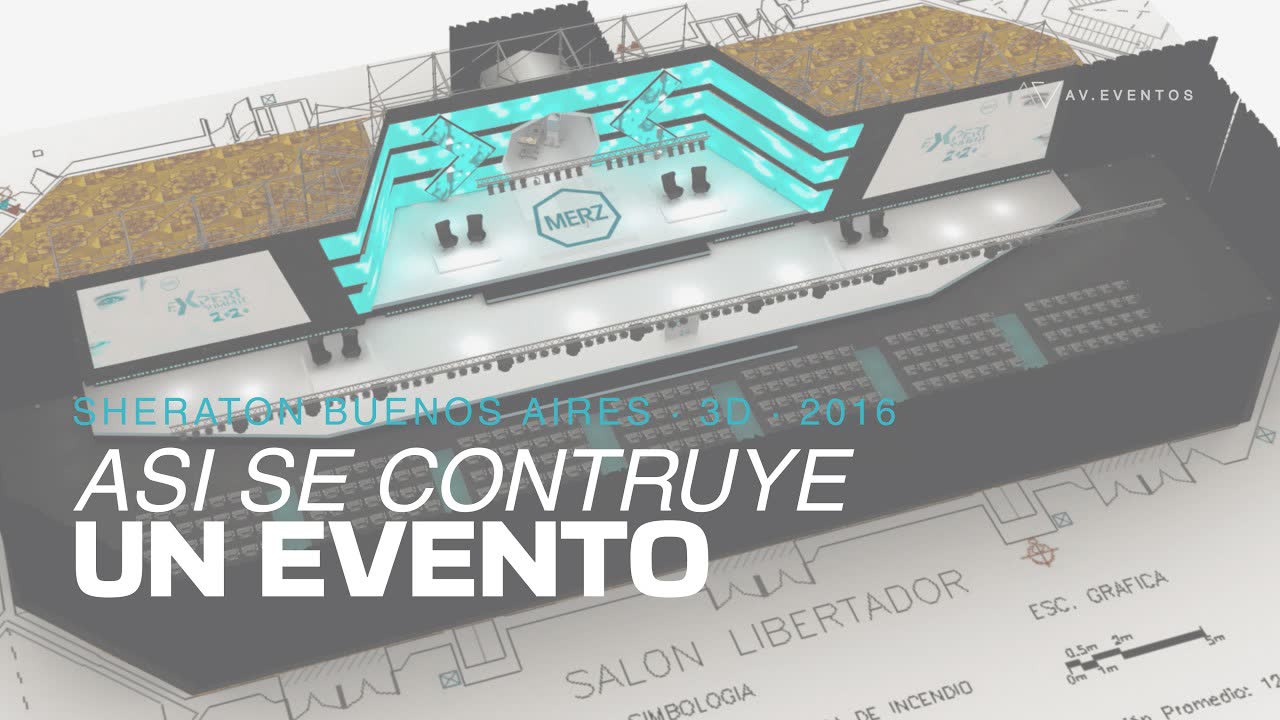 Recorrido 3D progresivo de un salón de hotel, del plano al montaje