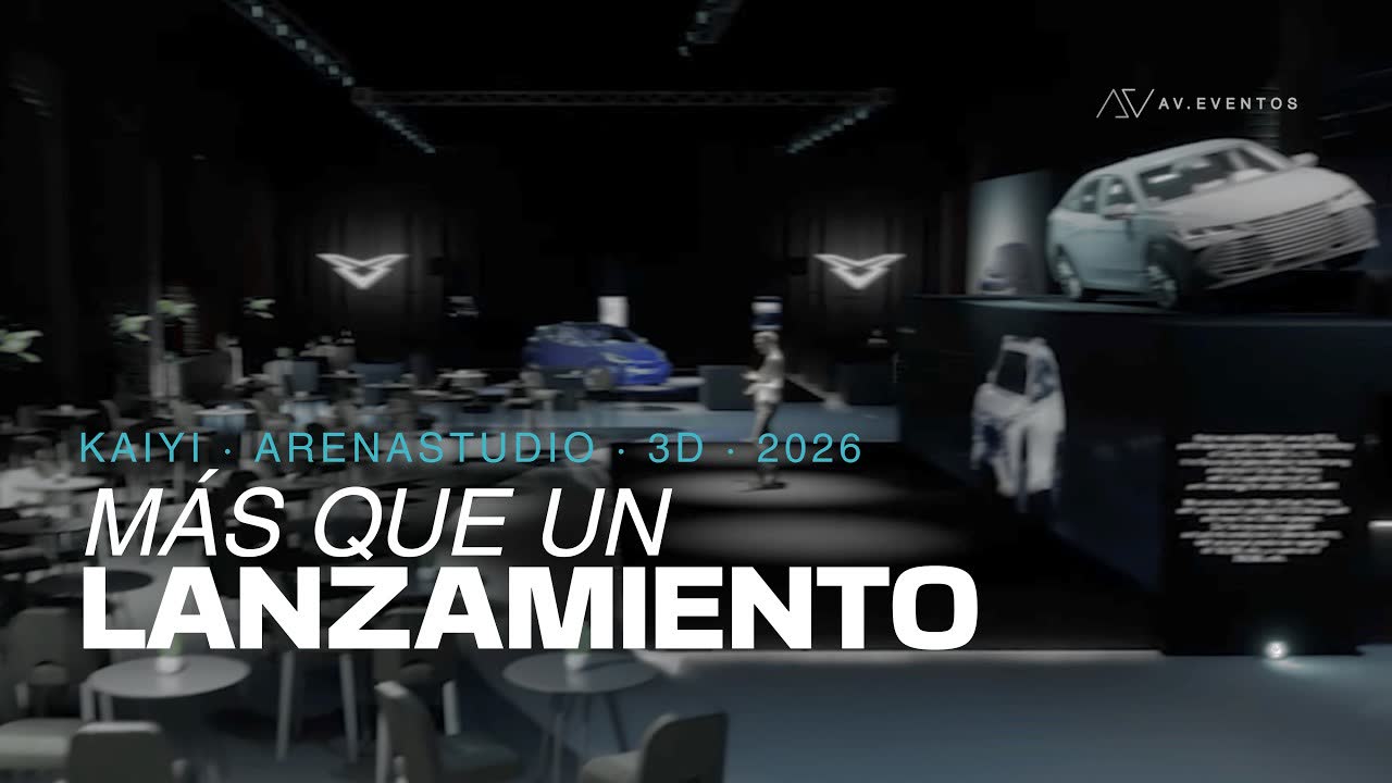 Render del mismo salón visto desde la entrada, con las mesas puestas